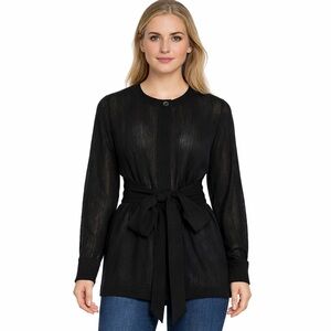 Cefinn Black Crew Neck Tunic L US10 UK14 Long Sleeve Belted Minimalist